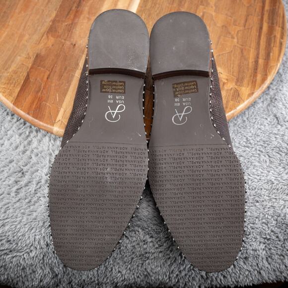 Adrianna Papell 8 M Prince Studded Smoking Leather Slipper Flat Black shoes - Picture 5 of 5